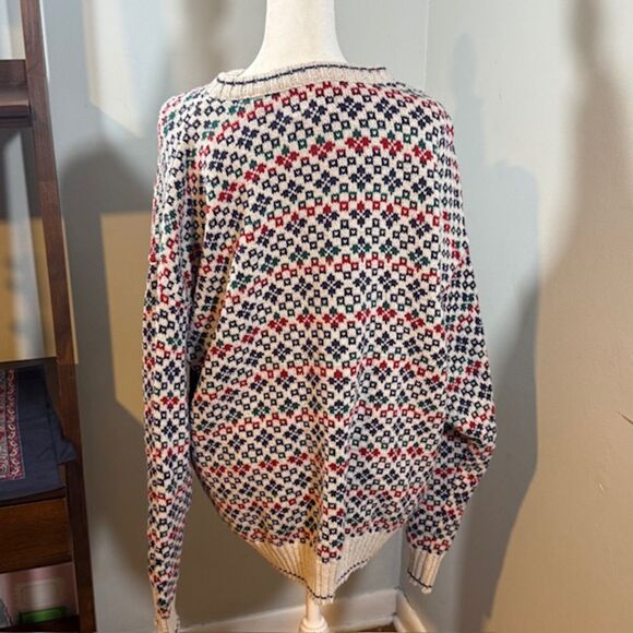 I.N.C Fair Isle Nordic Sweater XL Multi Cotton Cabincore Oversized Dadcore - Picture 5 of 7